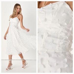 Lulu's Time to Fly White Butterfly Lace-Up Midi Dress NWT